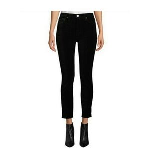 Re/done ankle crop velvet high rise pants black